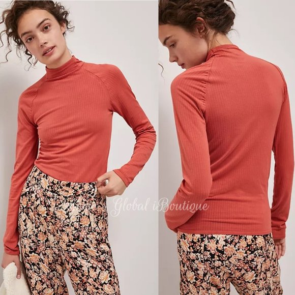 NWT ANTHROPOLOGIE Indra Seamless Mock Neck Top. Size L - Picture 2 of 16